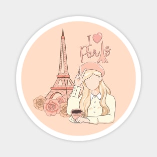 I Love Paris Traveler Girl Magnet